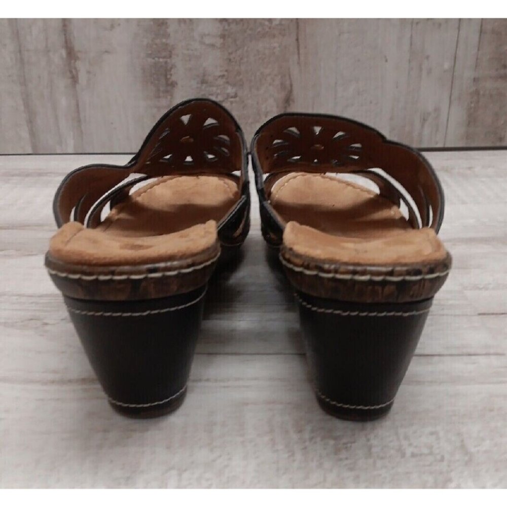 ✅Natural Soul By Naturalizer Slip-On Black Faux Leather Sandals Womens 9.5M Shoe - Picture 8 of 10